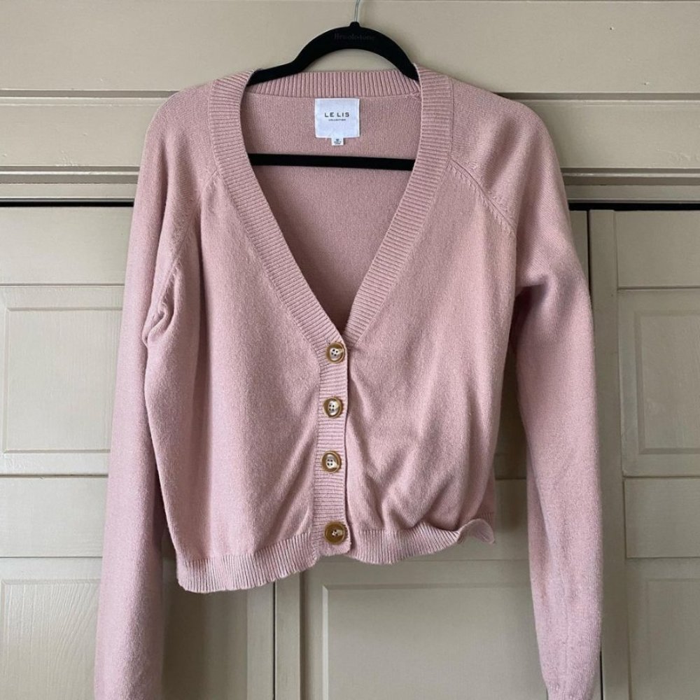 Light Pink Cropped Comfy Cardigan